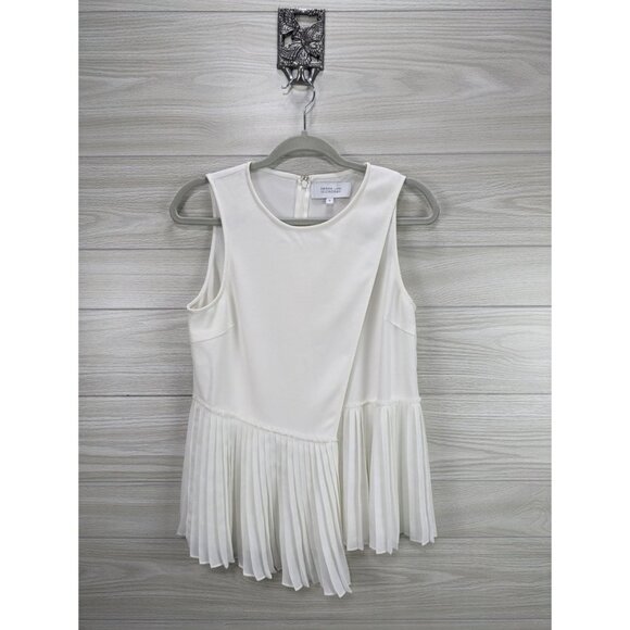 10 Crosby Derek Lam Sleeveless Top with Asymmetric Pleated Hem - Picture 2 of 7